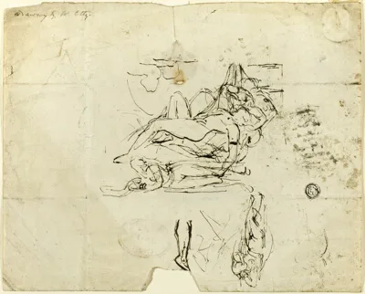 William Etty, Sketches of Reclining Female Nude and Amorous Couple