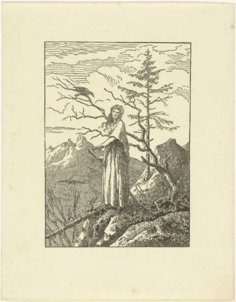 Caspar David Friedrich, Vrouw staand aan de rand van de afgrond en raaf