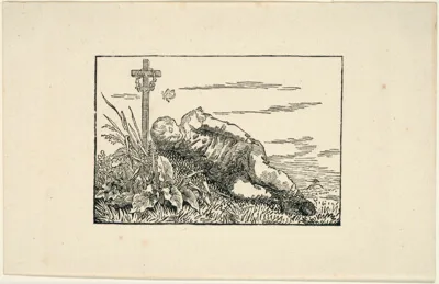 Caspar David Friedrich, Young Man Lying on a Grave