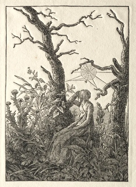 Caspar David Friedrich, The Woman with the Spider Web between Bare Trees