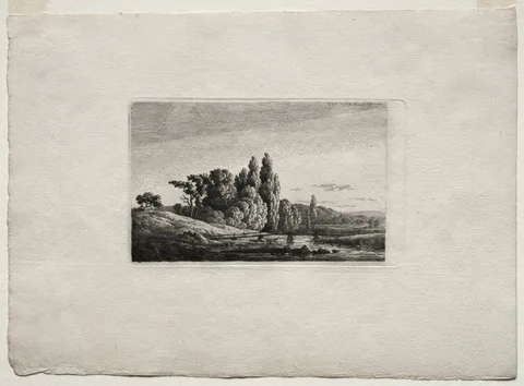 Caspar David Friedrich, Footbridge with Cross before Trees at a River