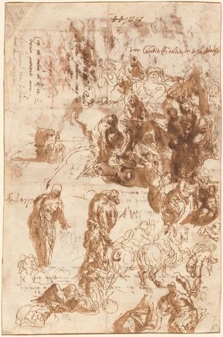 Paolo Veronese, Studies for Judith and Holofernes, David and Goliath, The Finding of Moses, and Others [recto]
