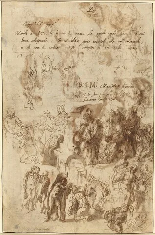 Paolo Veronese, Studies for the Raising of Lazarus and Other Compositions [verso]
