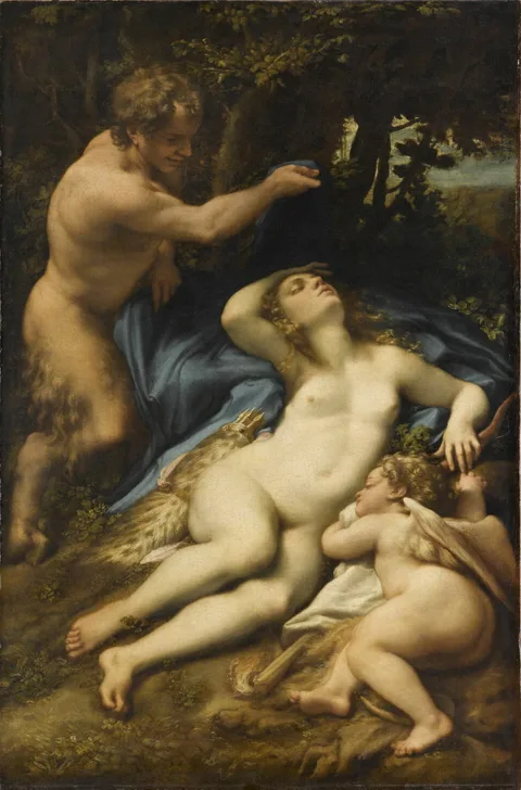 Antonio da Correggio, Venus and Cupid with a Satyr