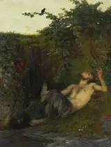 Arnold Böcklin, Faun whistling to a Blackbird