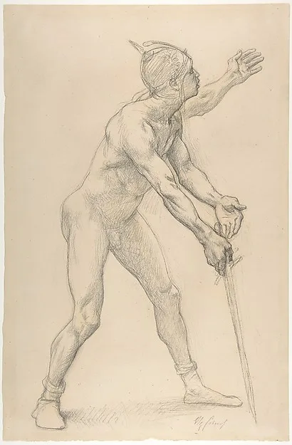 Alexandre Cabanel, Nude Male Figure with a Sword