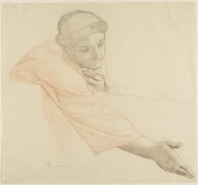 Alexandre Cabanel, Woman Reaching Over a Wall, study for The Life of Saint Louis, King of France