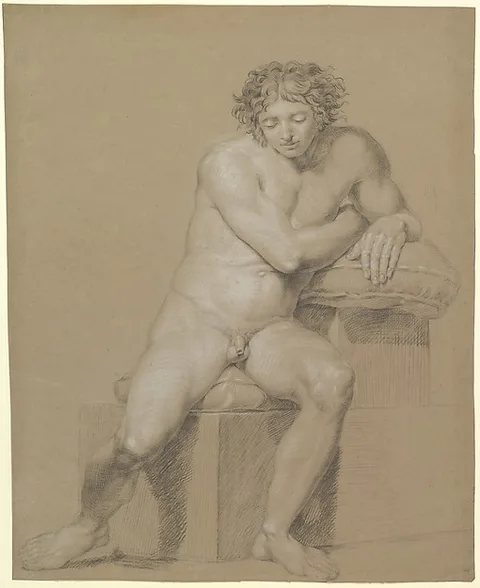 Philipp Otto Runge, Study of a Seated Male Nude