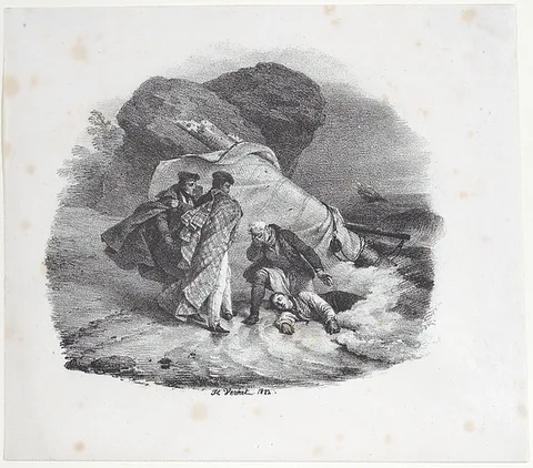 Horace Vernet, Shipwrecked Victim Thrown onto the Shore of Pourville