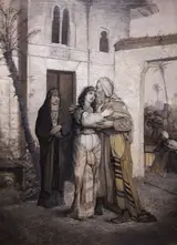 Maurycy Gottlieb, Recha welcoming her father (detail).