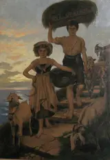 Christian Wilhelm Allers, two childs as goat herders
