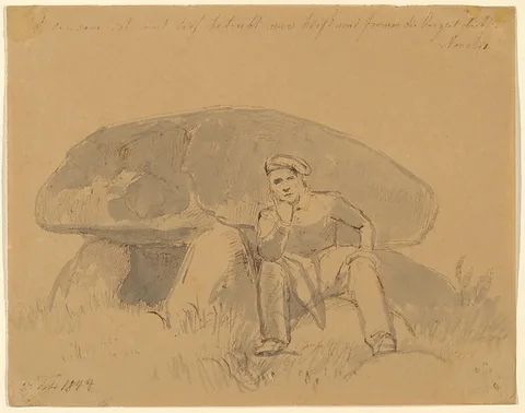 Johan Lundbye, The Artist, Seated in Front of a Dolmen