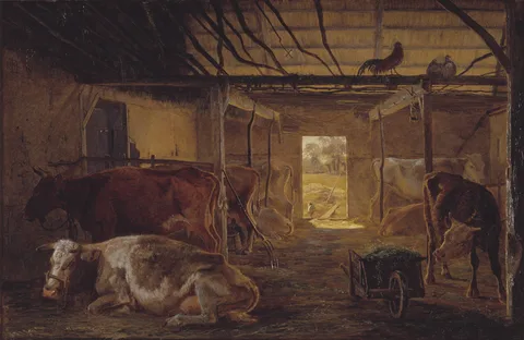 Johan Lundbye, A Cowshed on a Farm at Vejby, Zealand