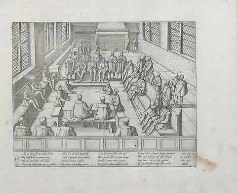 Frans Hogenberg, Verbod op protestantse prediking te Antwerpen, 1577
