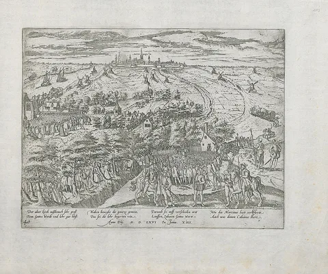 Frans Hogenberg, Hagenpreken buiten Antwerpen, 14 juni 1566