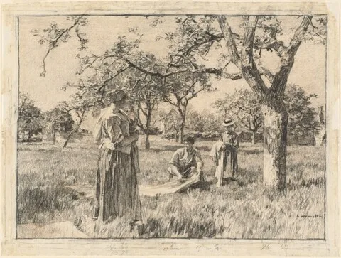 Léon Augustin Lhermitte, Washerwomen Setting the Linens Out to Dry