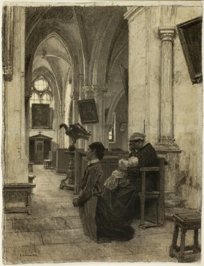 Léon Augustin Lhermitte, Women Praying in Church