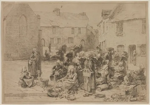 Léon Augustin Lhermitte, The Apple Market at Landerneau