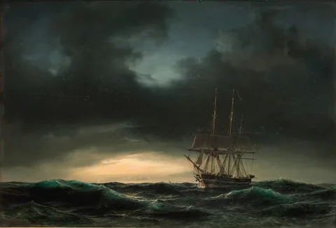 Anton Melbye, En dansk korvet i rum sø efter en storm