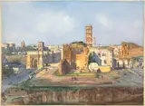 Ippolito Caffi, The Arch of Titus and the Temple of Venus and Rome near the Roman Forum