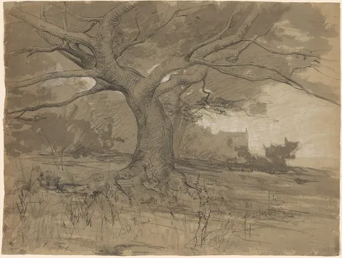 Adolphe Appian, A Great Beech Tree at the Edge of a Wood