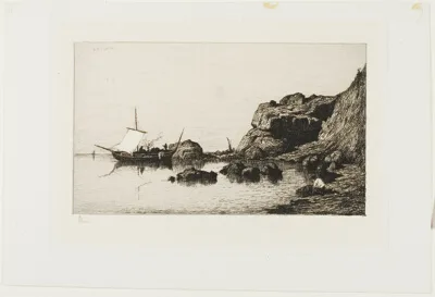 Adolphe Appian, Fishing Craft near the Cliffs at Collioure