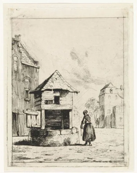 Cornelis Springer, Meisje bij een waterput