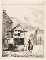 Cornelis Springer, Meisje bij een waterput