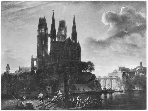 August Ahlborn, Gothic Cathedral by a River