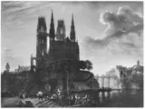 August Ahlborn, Gothic Cathedral by a River