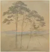 Ernst Ferdinand Oehme, Pines in a Morning Fog