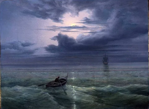 Ernst Ferdinand Oehme, Moon night on the Gulf of Salerno