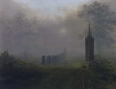 Ernst Ferdinand Oehme, Procession in the Fog