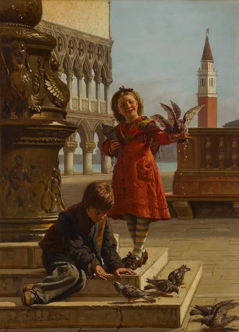 Antonio Ermolao Paoletti, Feeding the pigeons