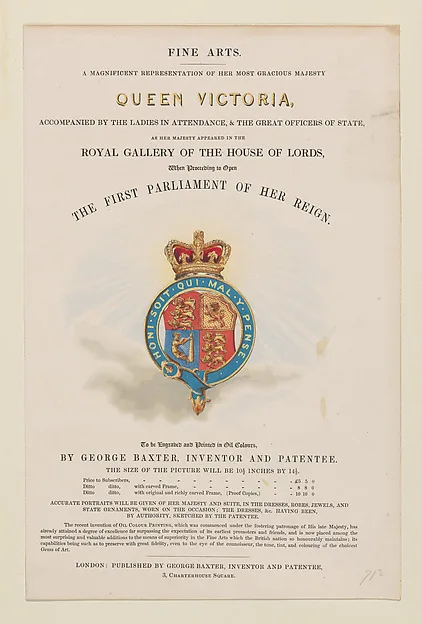 George Baxter, Prospectus for Queen Victoria Opening Parliament
