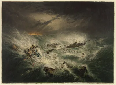 George Baxter, The Wreck of the Reliance (November 12, 1842)