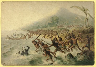 George Baxter, The Massacre of the Lamented Missionary, The Rev. J. Williams and Mr Harris