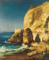 Albert Hertel, Piece on the shores of Capri with people