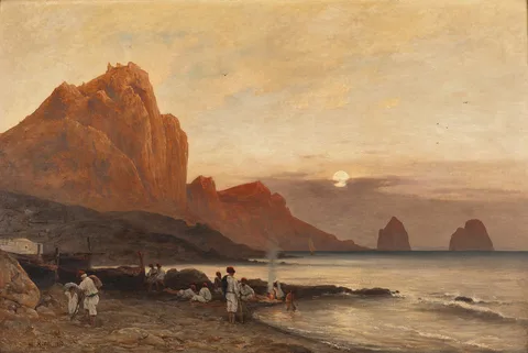 Albert Hertel, Capri with Italian fishermen