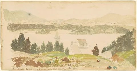 Seth Eastman, Constitution Island and Foundry from West Point, New York
