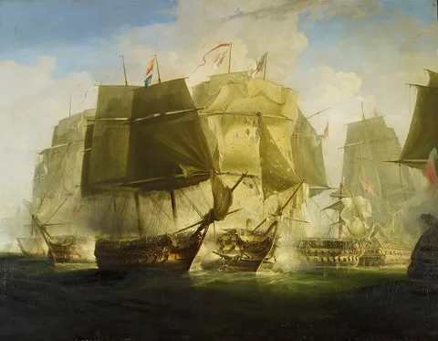William John Huggins, The Battle of Trafalgar: I. The Beginning of the Action: The 'Victory' Breaking the Line