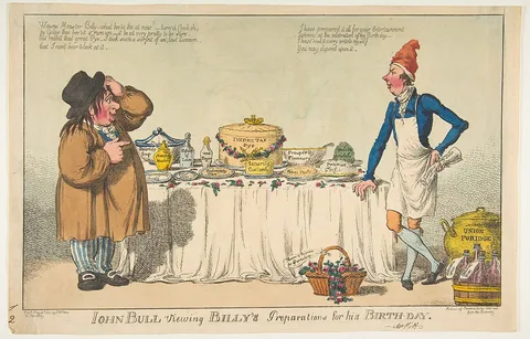Charles Williams, John Bull Viewing Billy's Preparations for his Birth-day