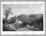 Eduard Agricola, Italian landscape: monastery and two women
