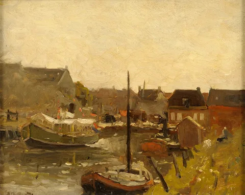Gerhard Morgenstjerne Munthe, Small Fishing Harbor in the Netherlands