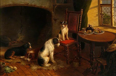Thomas Smythe, Interior with Four Dogs