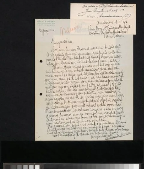 Harmen Meurs, Brief aan jonkheer Hendrik Teding van Berkhout (1879-1969)