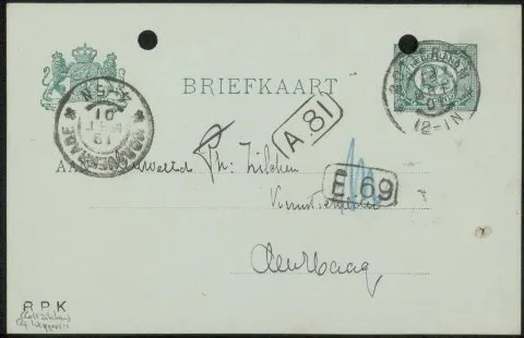 Derk Wiggers, Briefkaart aan Philip Zilcken