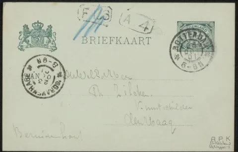 Derk Wiggers, Briefkaart aan Philip Zilcken