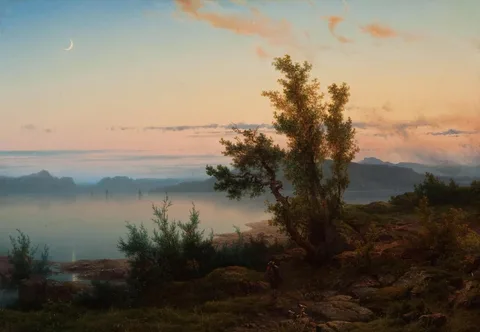 Cornelis Lieste, Landscape with Crescent Moon