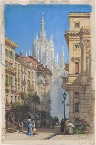 William Wyld, The Duomo in Milan from a Side Street